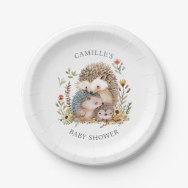 Plato De Papel Adorable Hedgehog Family Pink Baby Shower