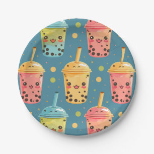 Plato De Papel Adorable Kawaii Boba Bebe Design