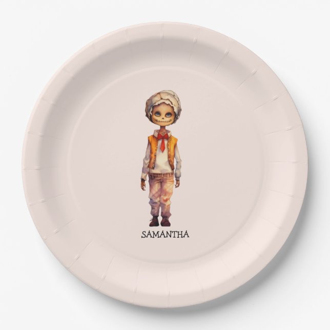 Plato De Papel Adorable Kid Zombie - Cute Halloween (Anverso)