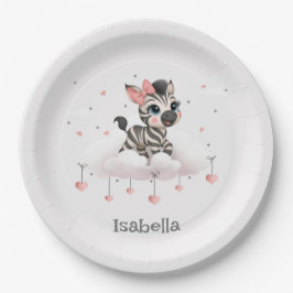 Plato De Papel Adorable little cartoon zebra 