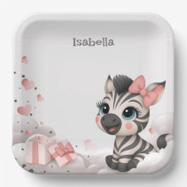 Plato De Papel Adorable little cartoon zebra 