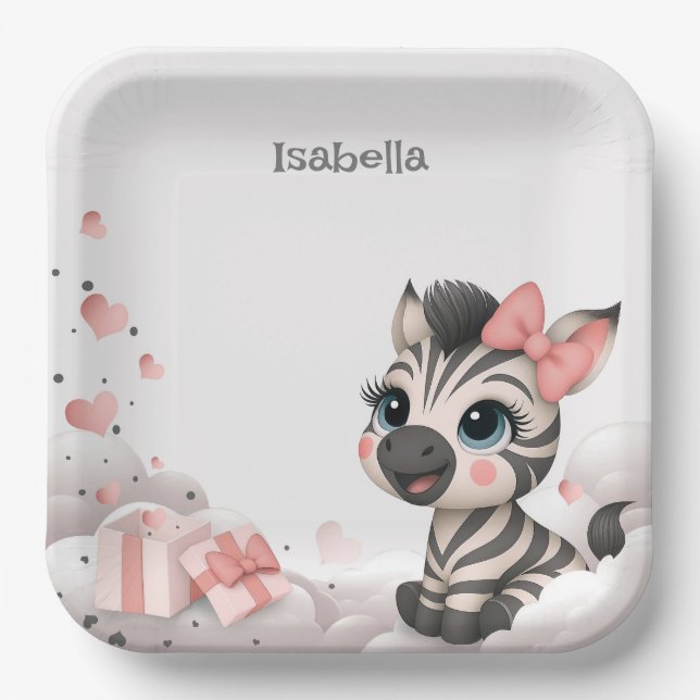 Plato De Papel Adorable little cartoon zebra  (Anverso)