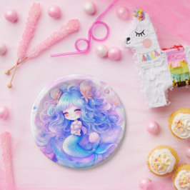 Plato De Papel Adorable Mermaid Baby Shower Magic