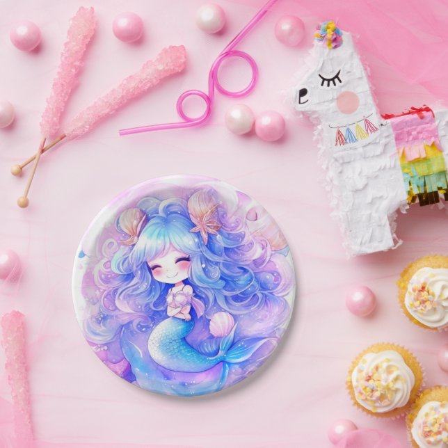 Plato De Papel Adorable Mermaid Baby Shower Magic (Fiesta)