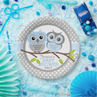 Plato De Papel Adorable Owls Baby Shower