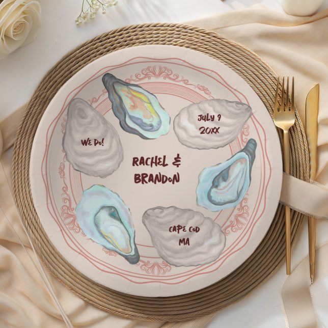 Plato De Papel Adorable Oyster Roast Plate, Coastal Wedding (Subido por el creador)