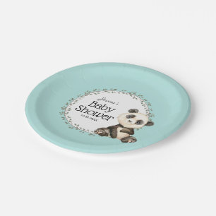 Plato De Papel Adorable Panda Bear Baby Shower personalizado