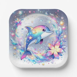 Plato De Papel Adorable Pastel Dolphin Baby Shower