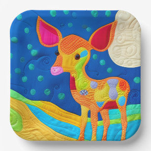 Plato De Papel Adorable Pequeño Deer Bebé - Diseño Atractivo