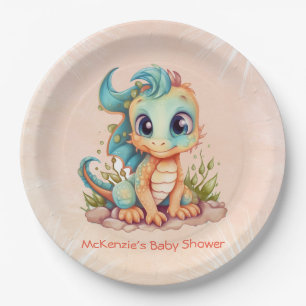 Plato De Papel Adorable Pequeño Dragón cuento de hadas niño Baby