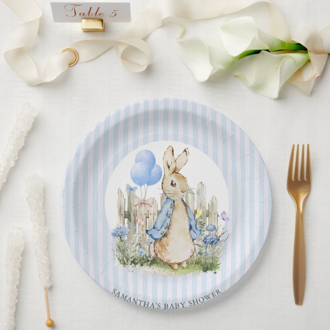 Plato De Papel Adorable Peter Rabbit Baby Shower Boy (Boda)