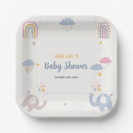 Plato De Papel Adorable placa de papel de Baby Shower con arco ir