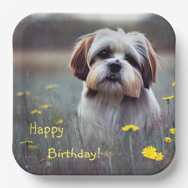 Plato De Papel Adorable Shih Tzu (Anverso)