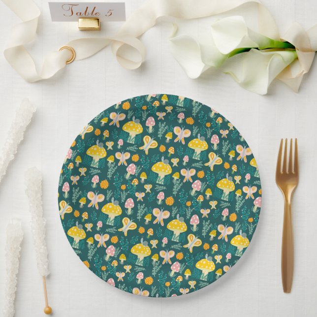 Plato De Papel Adorable Snail Mushroom Butterfly Cubre BABY SHOWE (Boda)