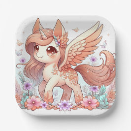 Plato De Papel Adorable Unicorn Baby Shower