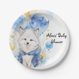 Plato De Papel Adorable Wolf Pup Baby Shower