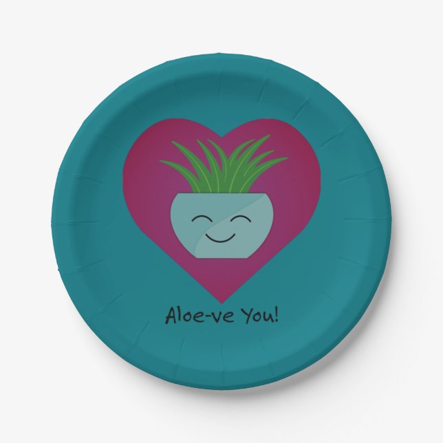Plato De Papel Adorablemente gracioso Aloeve You Aloe (Anverso)