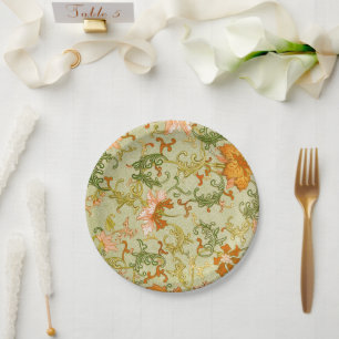 Plato De Papel Adorno Chino Antiguo Jones Flores
