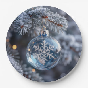 Plato De Papel Adorno de copo de nieve de cristal de Navidad