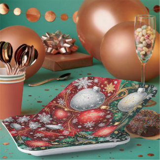 Plato De Papel Adorno de Navidad Elegante