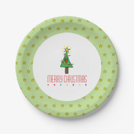 Plato De Papel Adornos de árbol de Navidad con luces