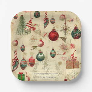 Plato De Papel Adornos de Navidad antiguos vintage retro