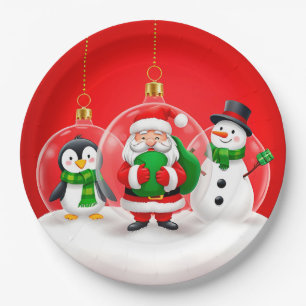 Plato De Papel Adornos Navideños Festivos