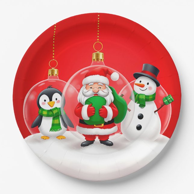 Plato De Papel Adornos Navideños Festivos (Anverso)