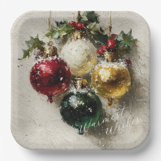 Plato De Papel Adornos Navideños Vintage