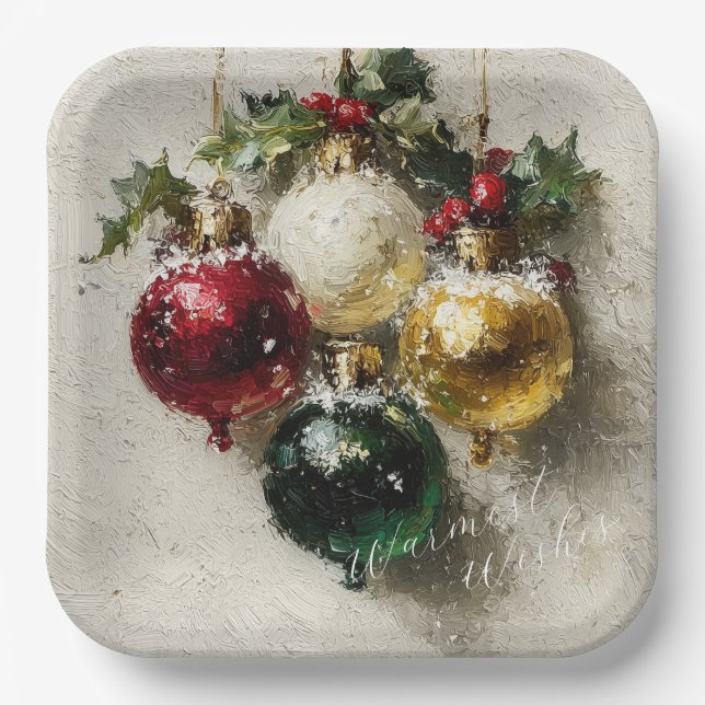Plato De Papel Adornos Navideños Vintage (Anverso)