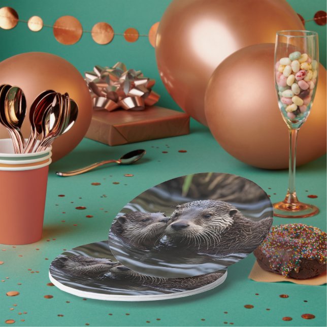 Plato De Papel **"Adrift in Love: Mummy and Baby Otter"** (Multi)