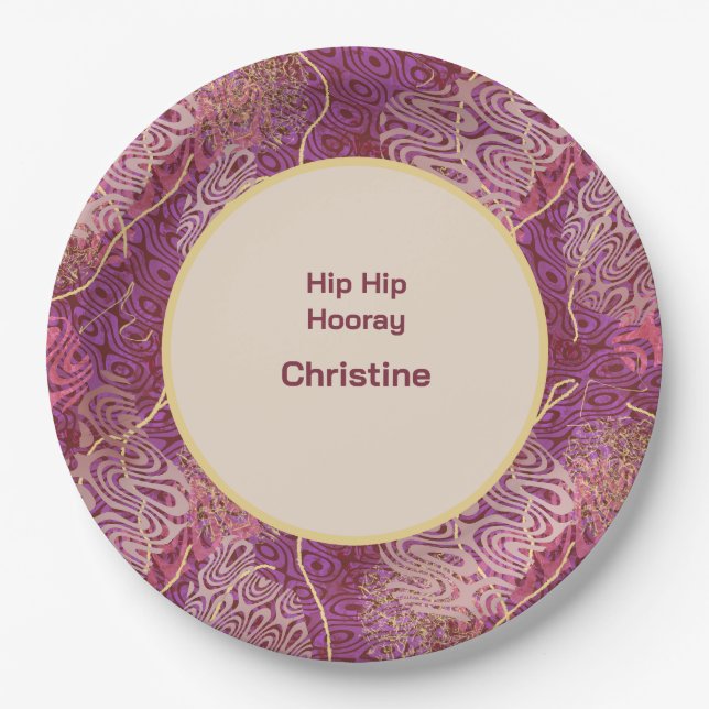 Plato De Papel Adult Birthday Silhouette Stencil Art Pattern (Anverso)