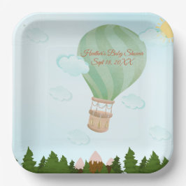 Plato De Papel Adventure Awaits | Baby Shower de globo aerostátic