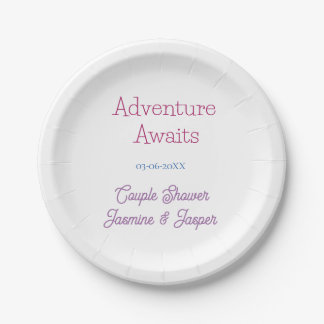 Plato De Papel adventure awaits couple shower name date pink blue