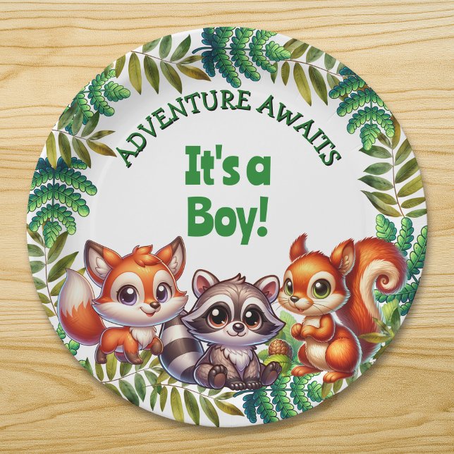 Plato De Papel Adventure Awaits It's a Boy Baby Shower (Subido por el creador)