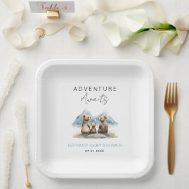 Plato De Papel Adventure Awaits Mountains Baby Shower Party