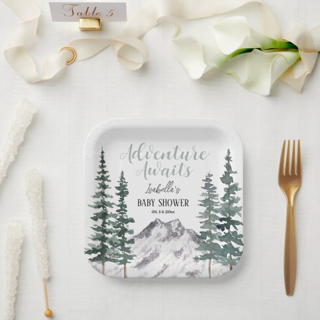 Plato De Papel Adventure Awath Rustic Mountains Baby Shower (Boda)