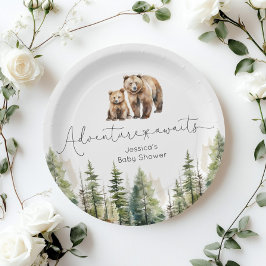 Plato De Papel Adventure awath wild forest oso bebé ducha