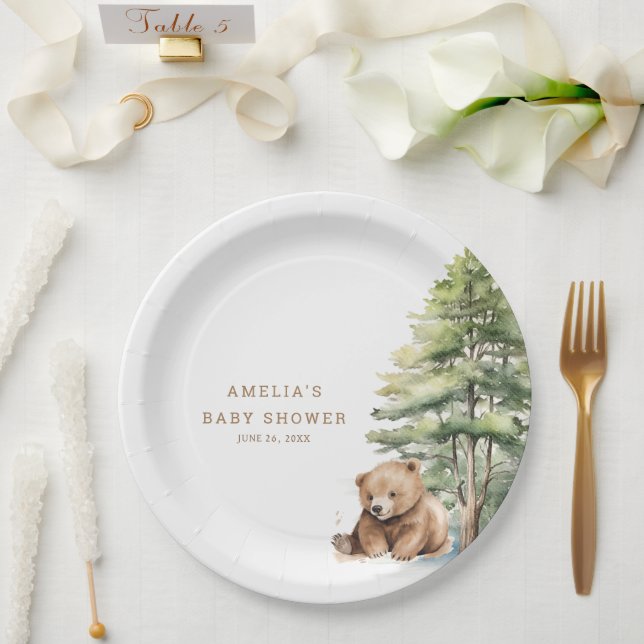 Plato De Papel Adventure Awath Woodland Teddy Bear (Boda)