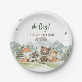 Plato De Papel Adventure Begin Woodland Animals Baby Shower