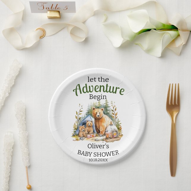 Plato De Papel Adventure Begin Woodland Baby Shower (Subido por el creador)