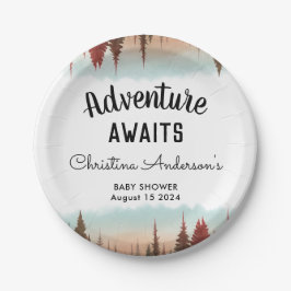 Plato De Papel Adventure Rustic Forest Baby Shower