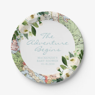 Plato De Papel Adventure Start Travel Baby Shower