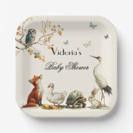 Plato De Papel Aesop's Storybook Characters Baby Shower