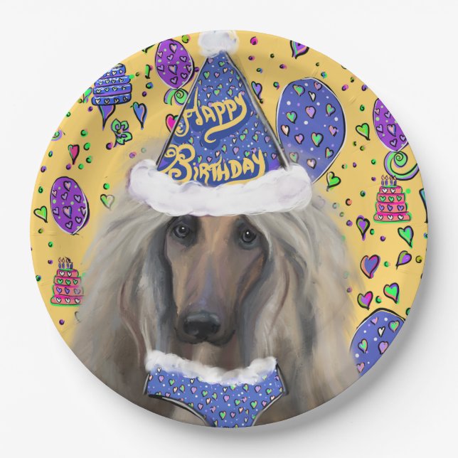 PLATO DE PAPEL AFGHAN HOUND (Anverso)