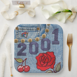 Plato De Papel Afiche de época 2001 Cumpleaños o Reunión