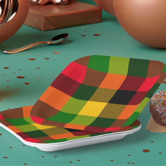 Plato De Papel  African Rasta Reggae Colours Plaid Pattern Design (Subido por el creador)