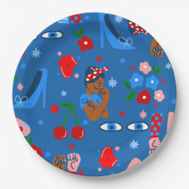 Plato De Papel africana rosie la remachadora rockabilly caprichos