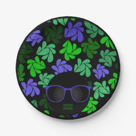Plato De Papel Afro Diva Verde y Azul