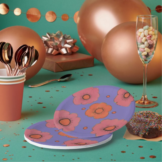 Plato De Papel Afro Poppies (Multi)